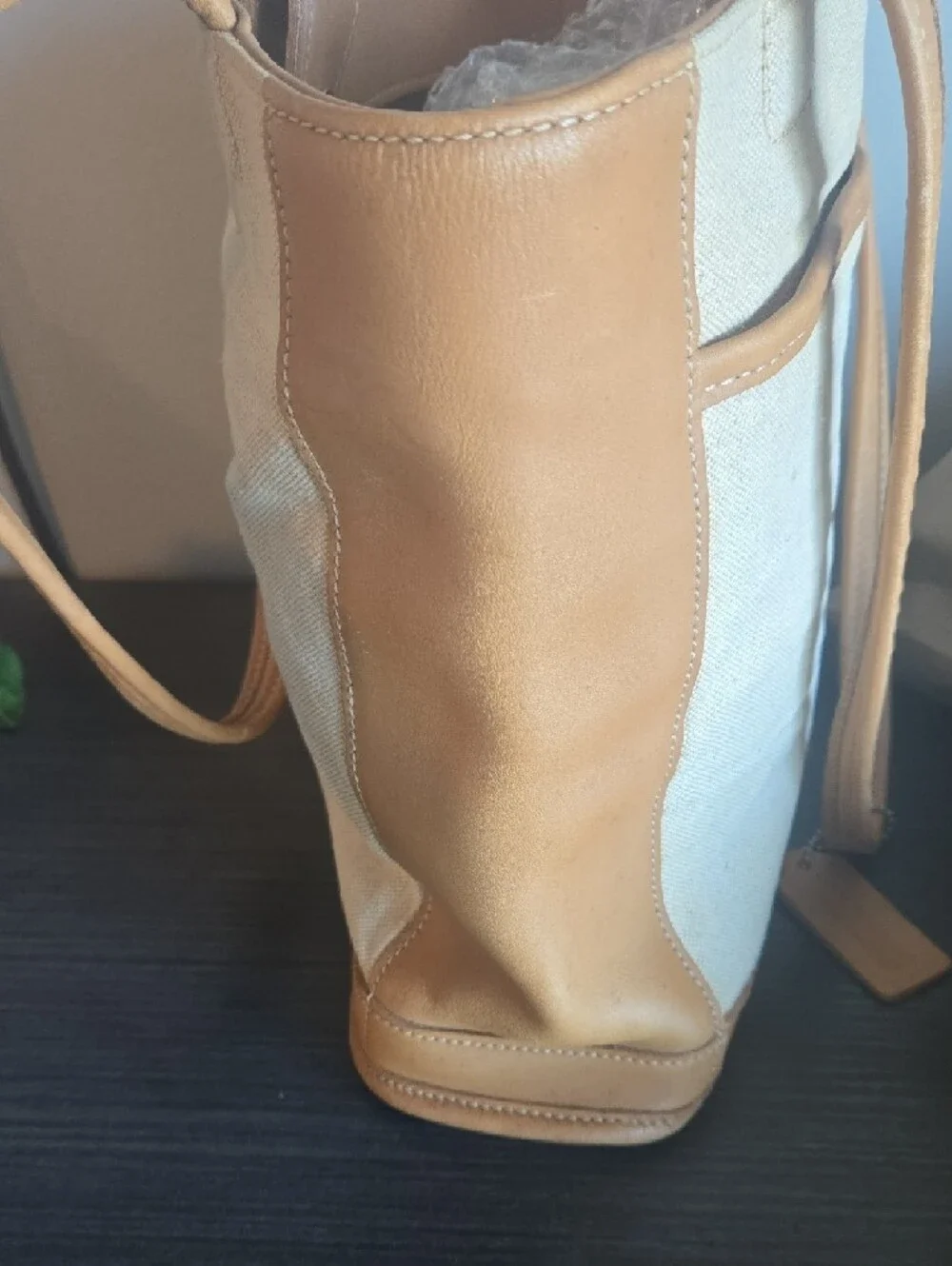 Coach Vintage Natural Canvas Tote with Tan Leather Preowned
